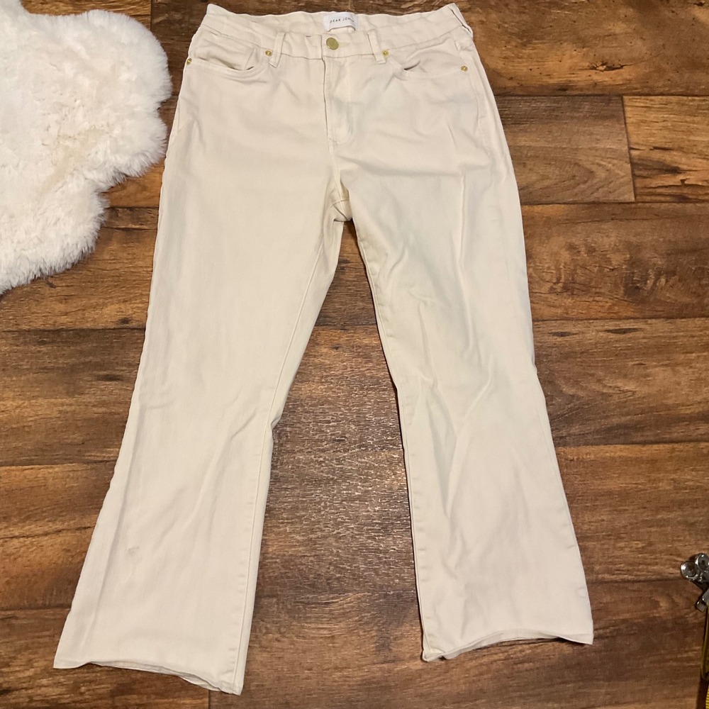 Dear John Size 28 Jeanne Flare Cream Denim Jeans Cropped Womens